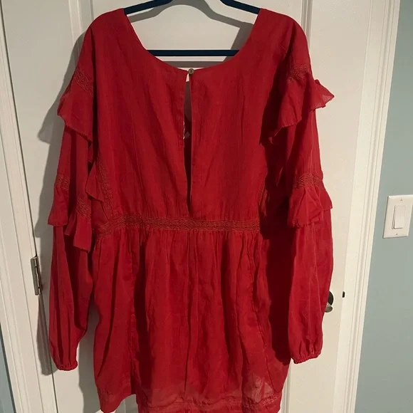 Red Ruffled Romper - Free People - Picture 3 of 3